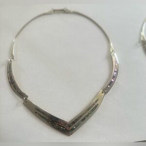 Vintage Abalone Taxco Mexican Alpaca Necklace (N108)